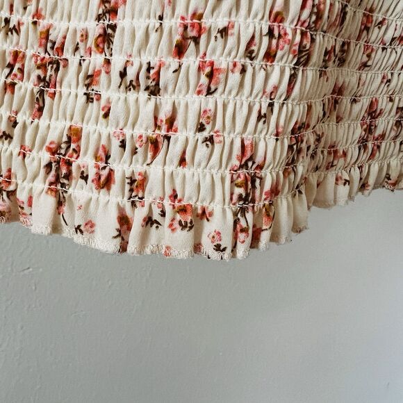 TRIXXI Ditzy Floral Short Puffed Sleeves Smocked Bodycon Mini Dress M Fitted - Picture 5 of 11